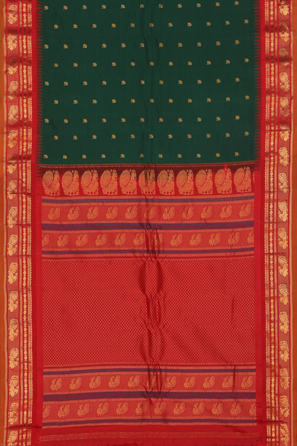 Collection of Gadwal Silk Green Saree in a gallery layout