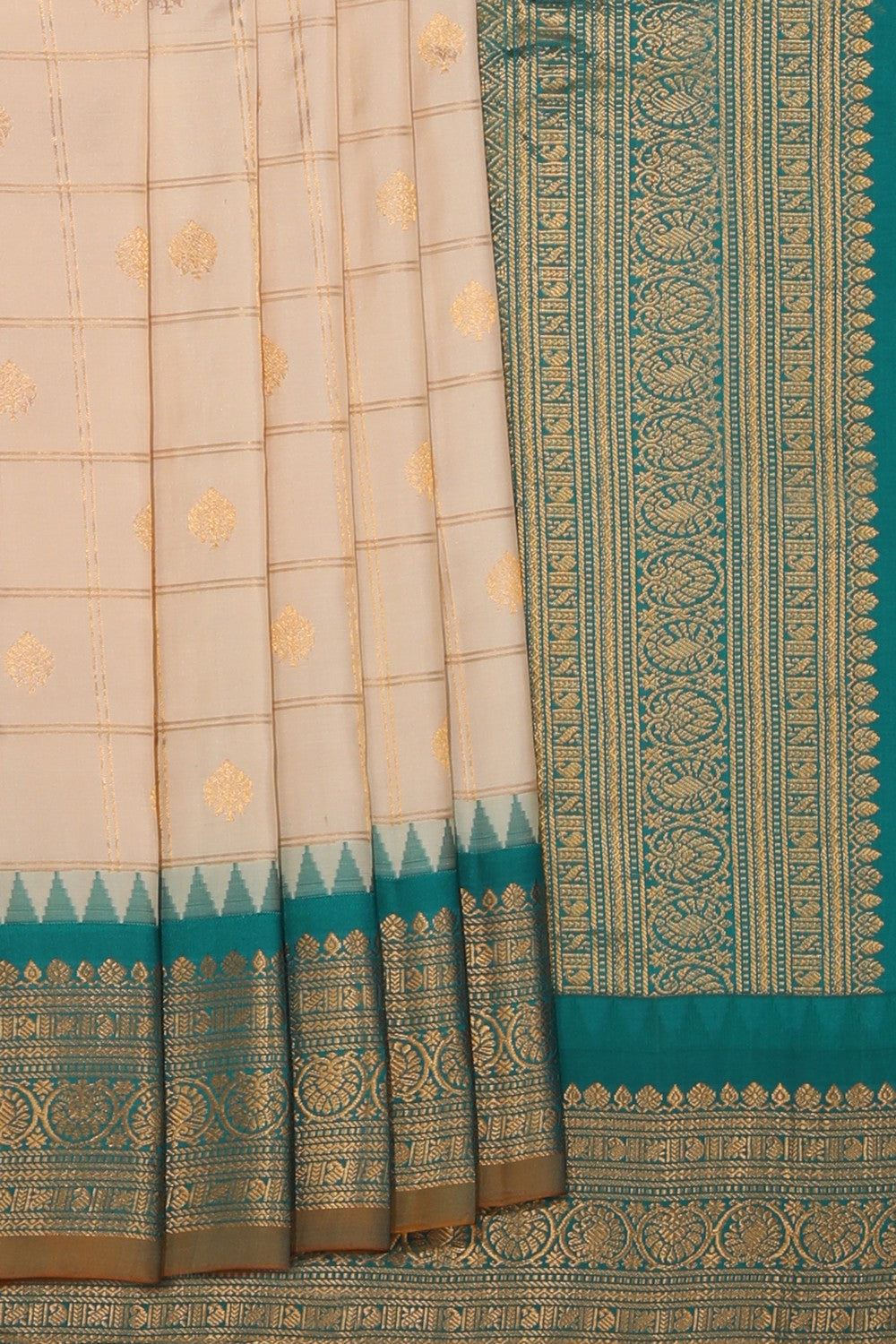 Collection of Gadwal Silk Beige Saree in a gallery layout