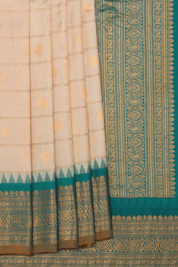 Collection of Gadwal Silk Beige Saree in a gallery layout