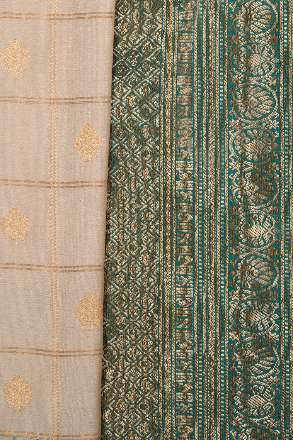 Collection of Gadwal Silk Beige Saree in a gallery layout