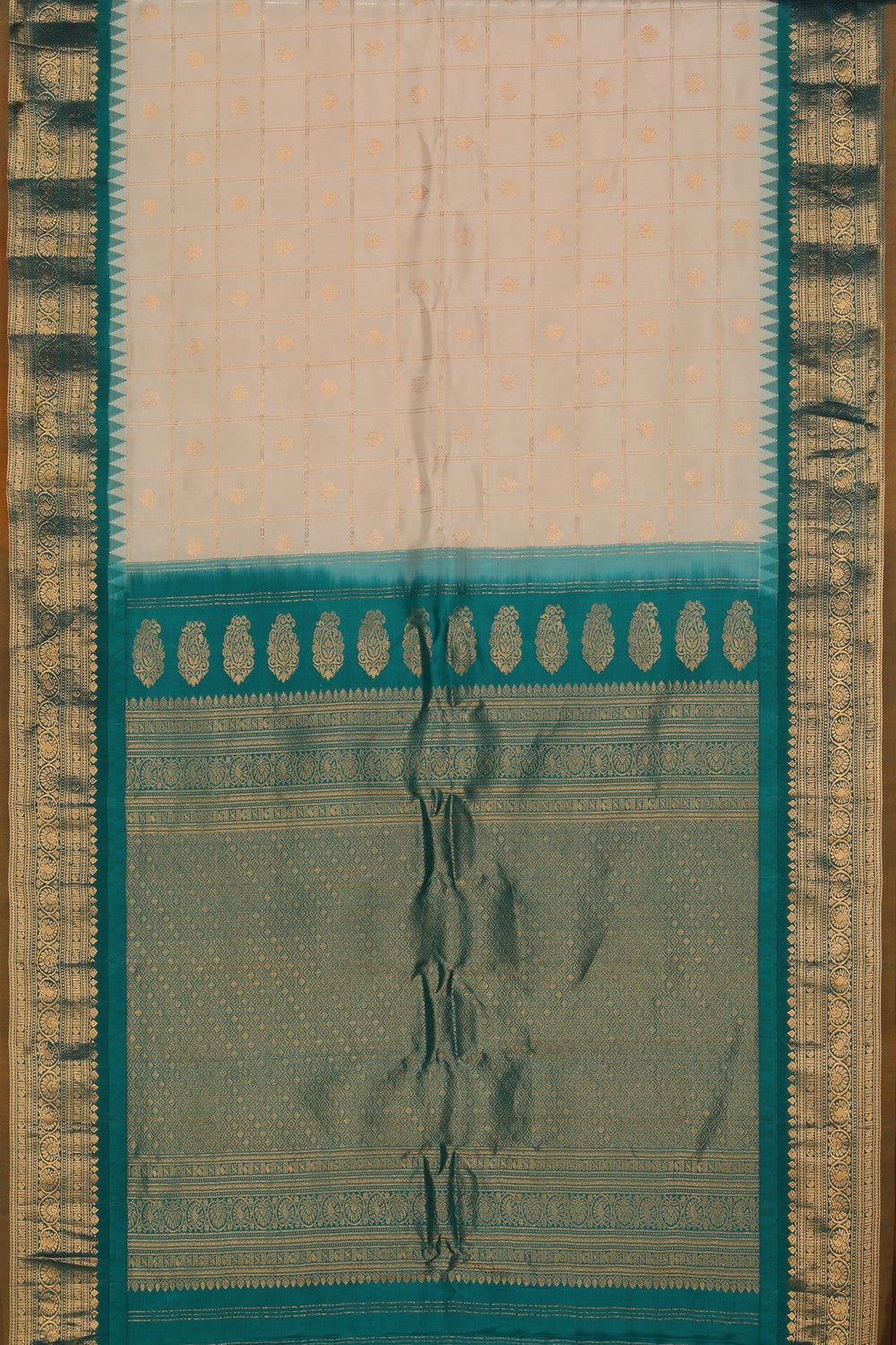 Collection of Gadwal Silk Beige Saree in a gallery layout