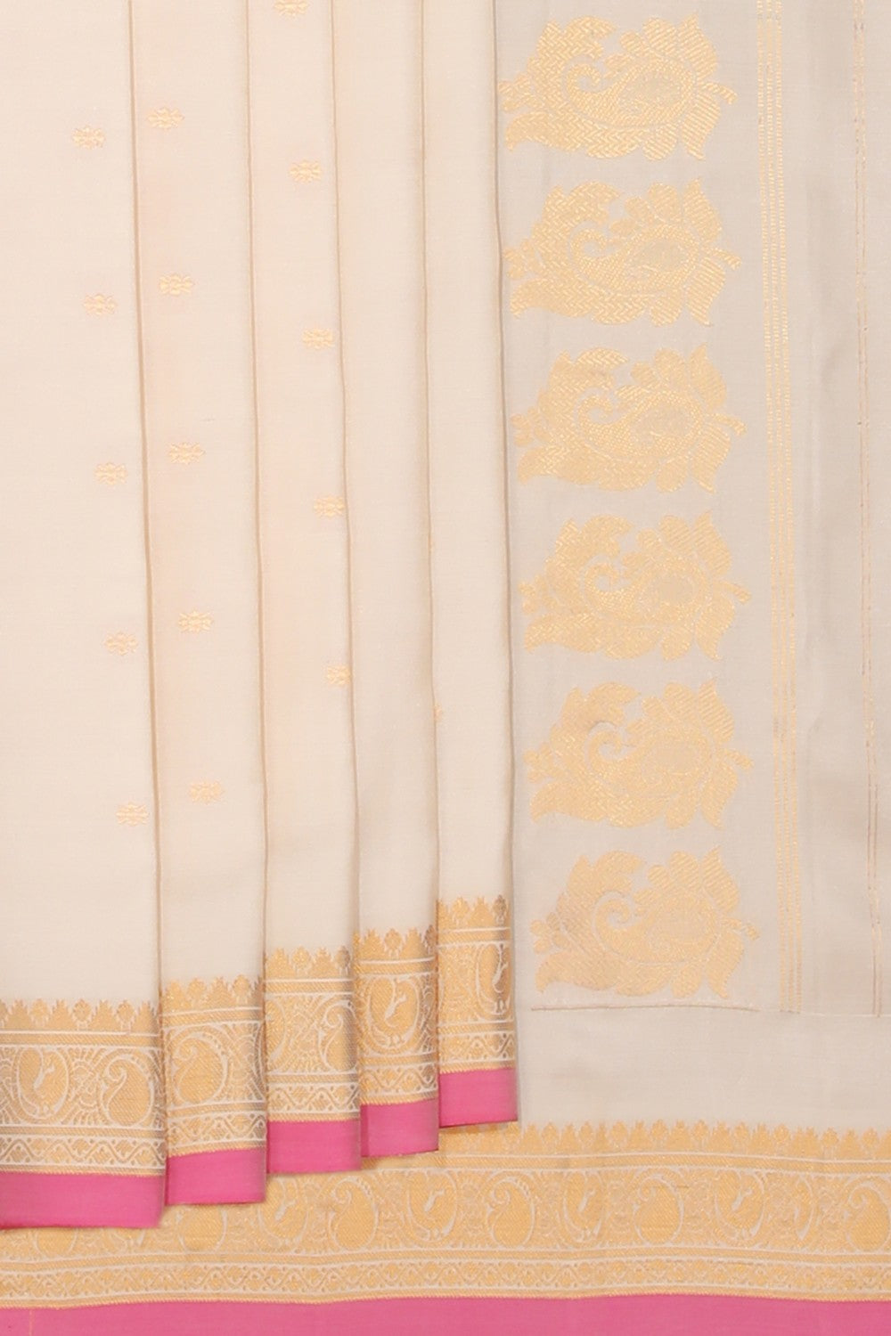 Collection of Gadwal Silk Off-White Saree in a gallery layout