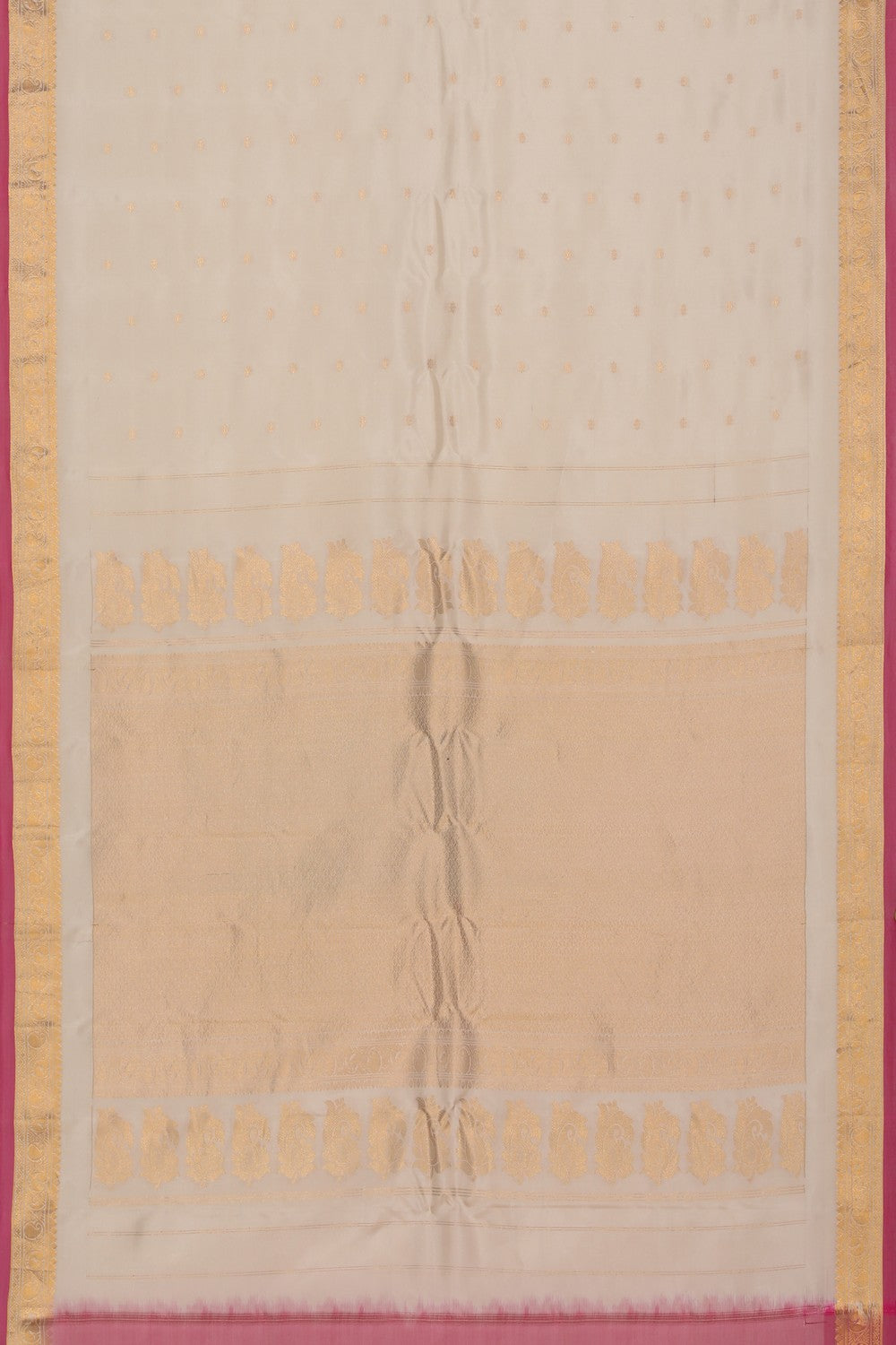 Collection of Gadwal Silk Off-White Saree in a gallery layout