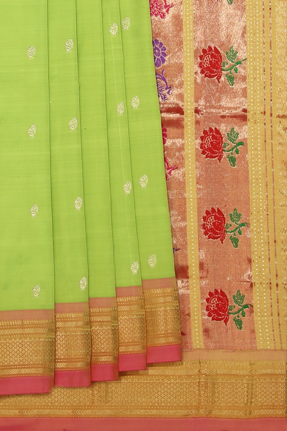 Paithani A Beautiful Parrot Green Saree