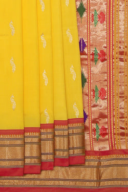 Collection of Paithani A Beautiful Yellow Saree in a gallery layout