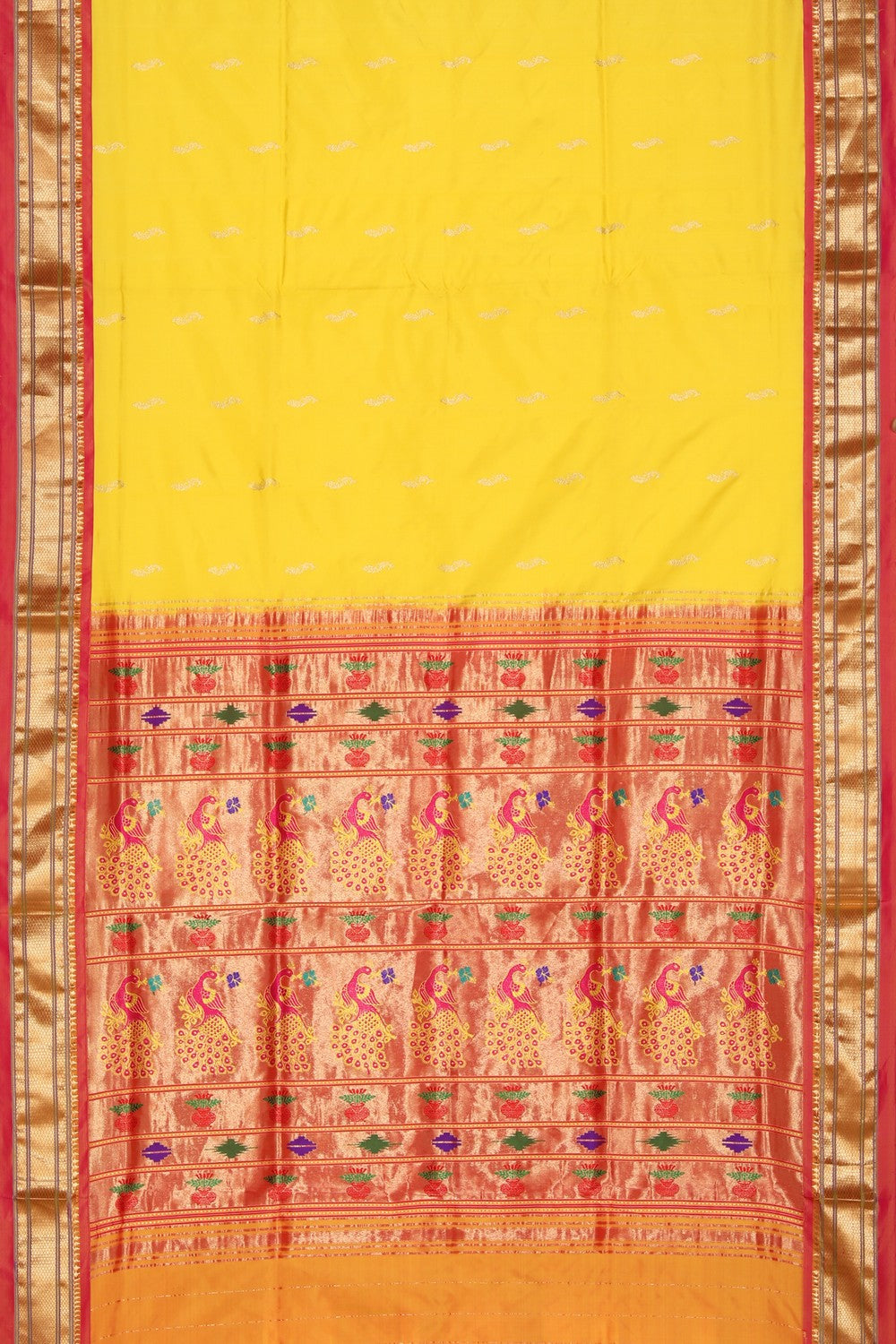 Collection of Paithani A Beautiful Yellow Saree in a gallery layout