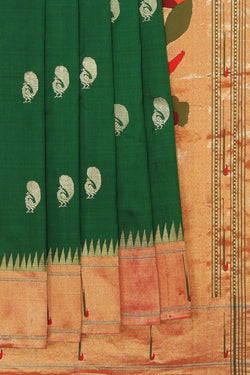 Collection of Paithani A Beautiful Green Saree in a gallery layout