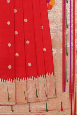 Collection of Paithani A Beautiful Red Saree in a gallery layout