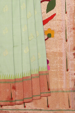 Collection of Paithani A Beautiful Mint-Green Saree in a gallery layout