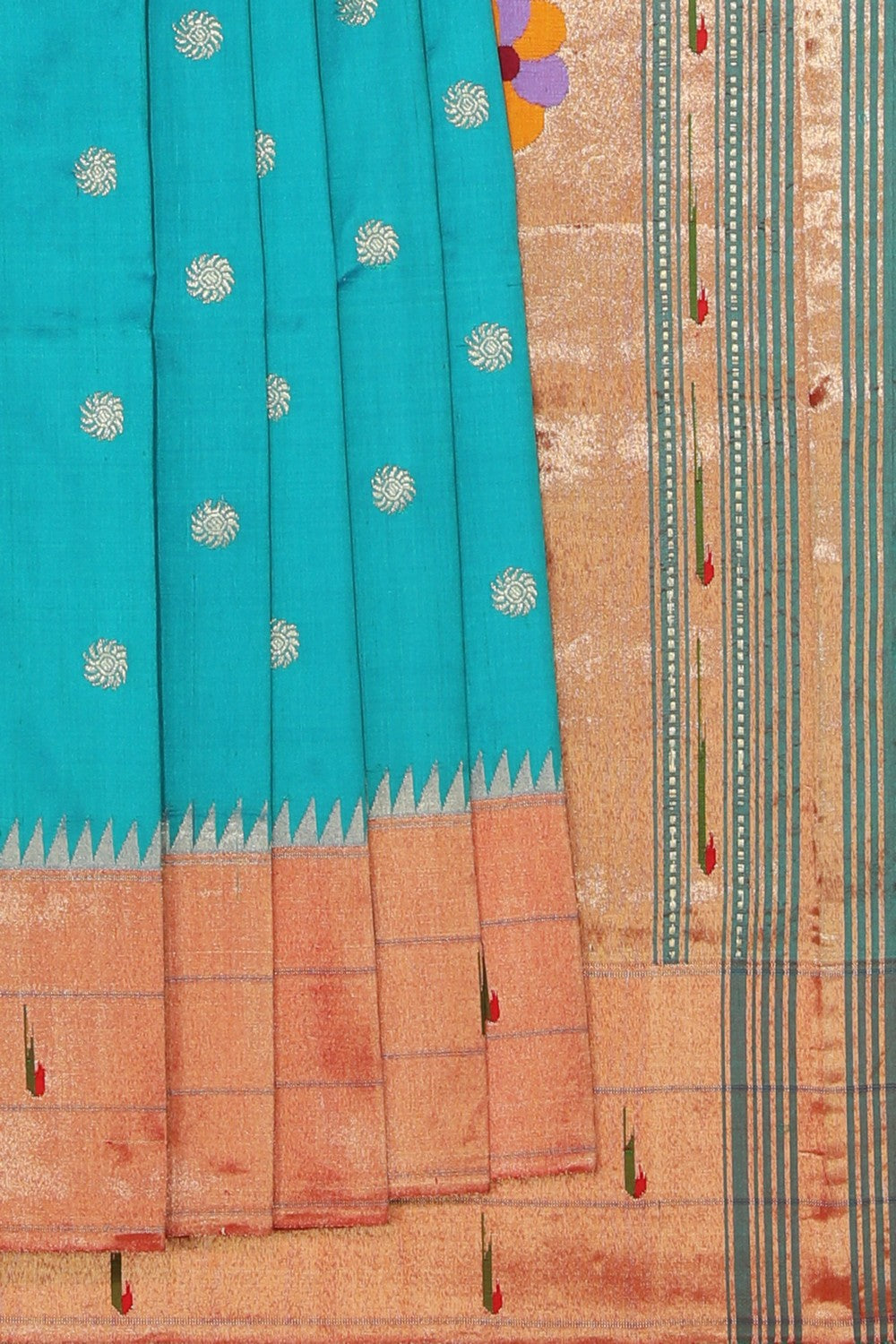 Collection of Paithani A Beautiful Sea Blue Saree in a gallery layout