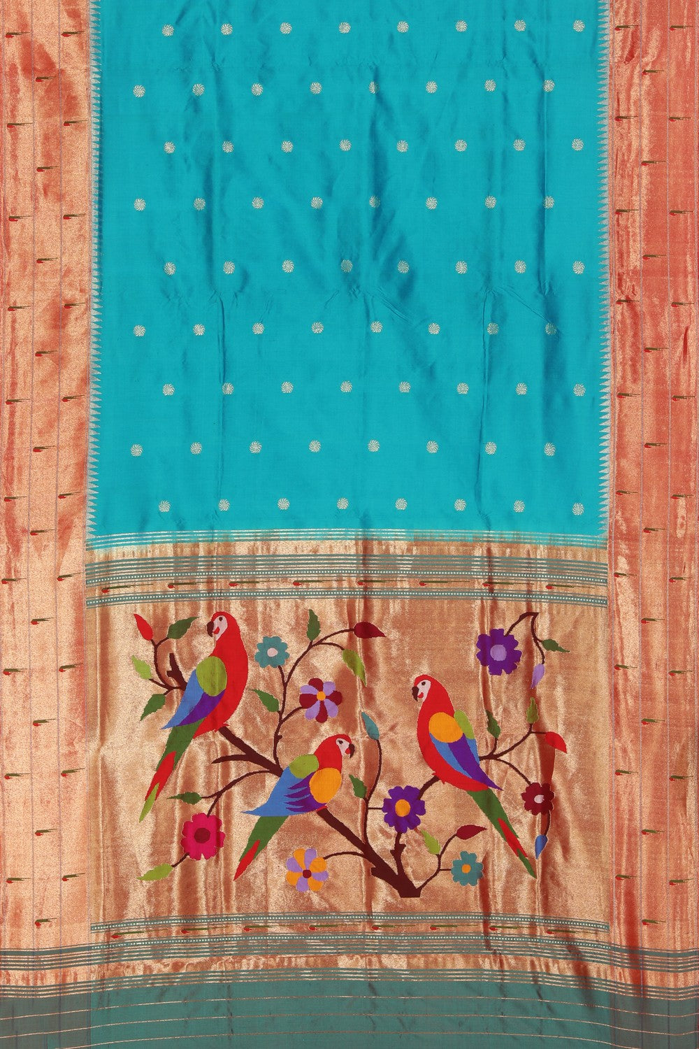 Collection of Paithani A Beautiful Sea Blue Saree in a gallery layout