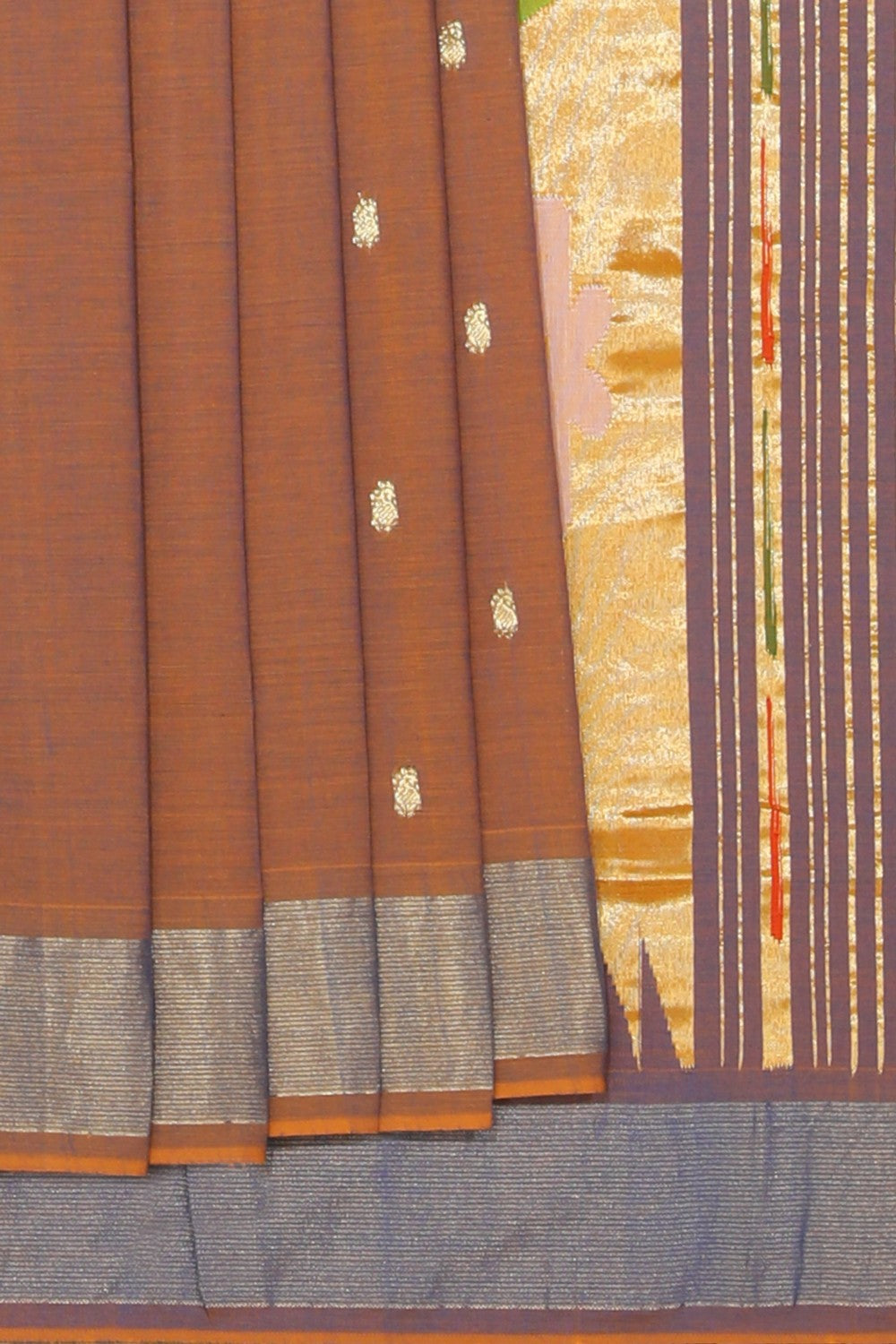 Collection of Paithani Cotton Brown Saree in a gallery layout