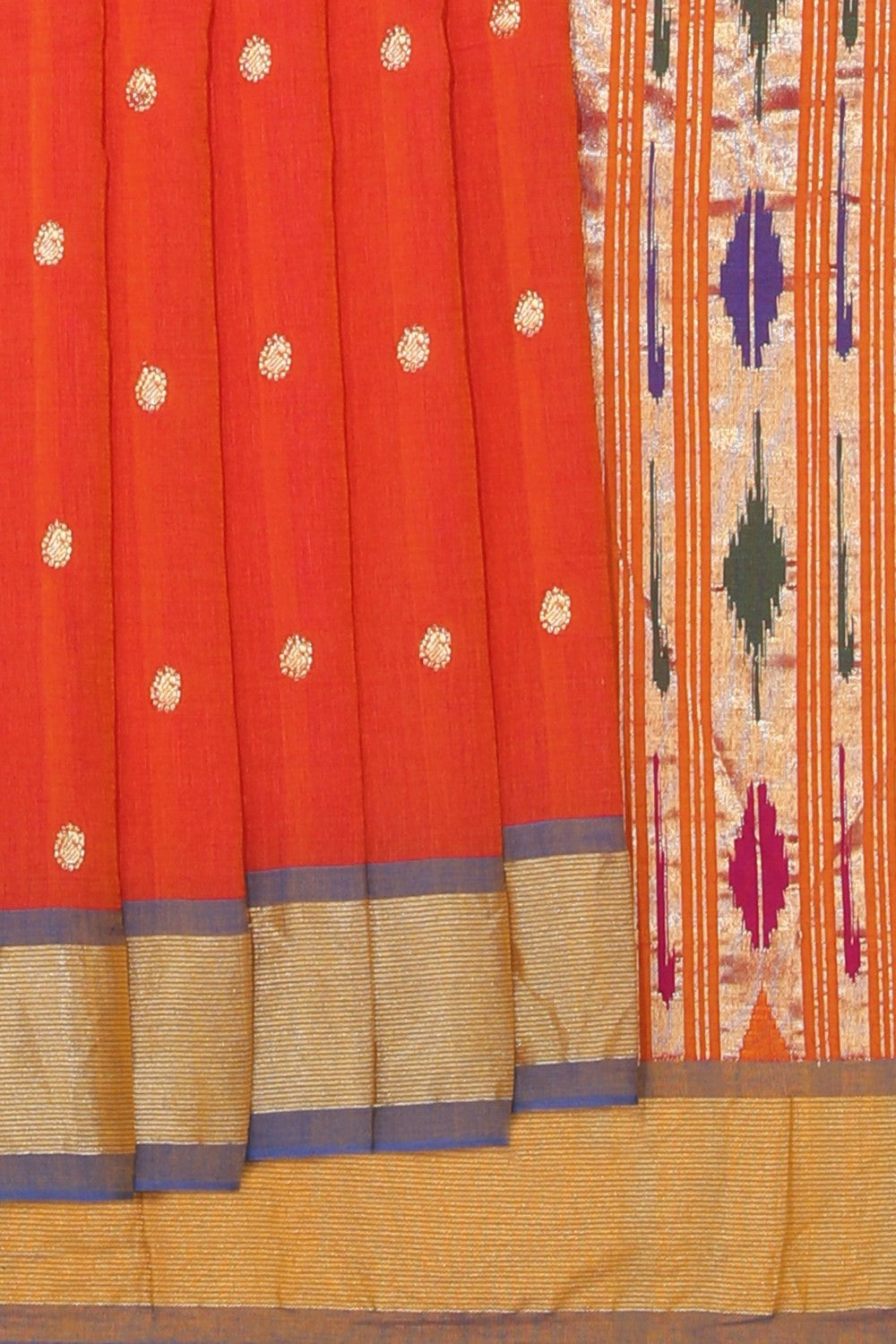 Collection of Paithani Cotton Red Saree in a gallery layout