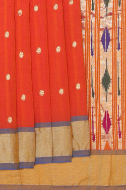 Collection of Paithani Cotton Red Saree in a gallery layout