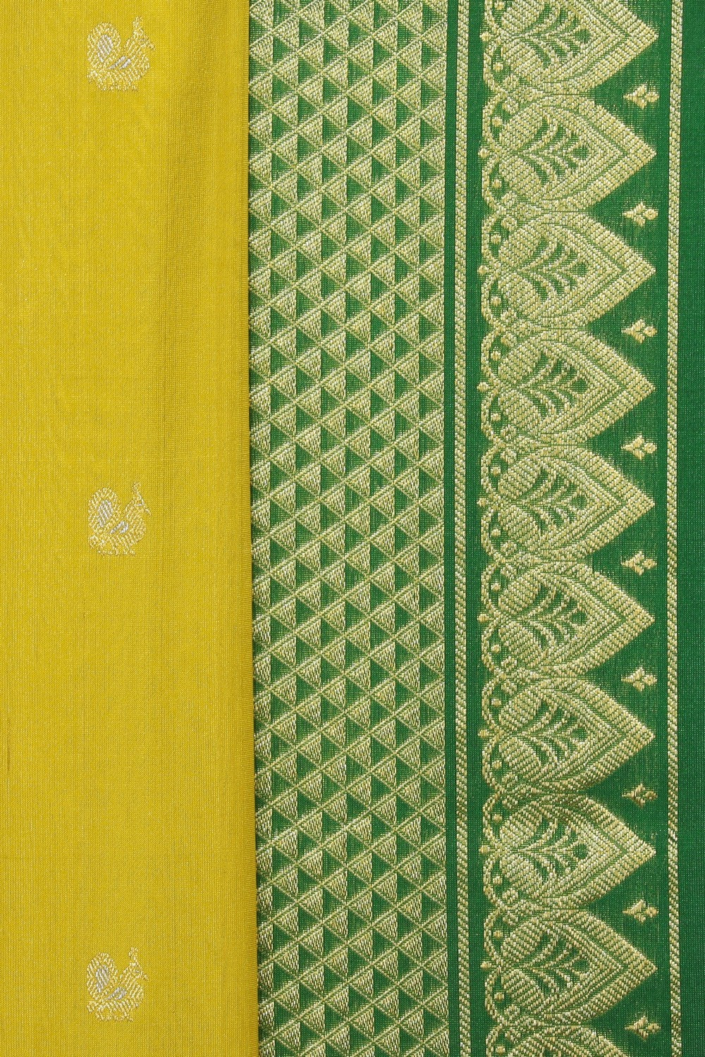 Collection of Venkatagiri Silk Spring Yellow Saree in a gallery layout