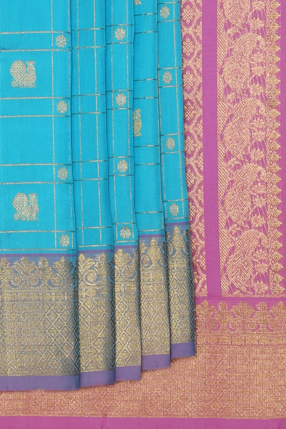 Collection of Venkatagiri Silk Blue Saree in a gallery layout