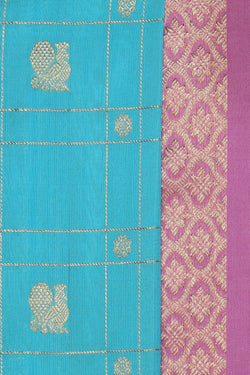 Collection of Venkatagiri Silk Blue Saree in a gallery layout