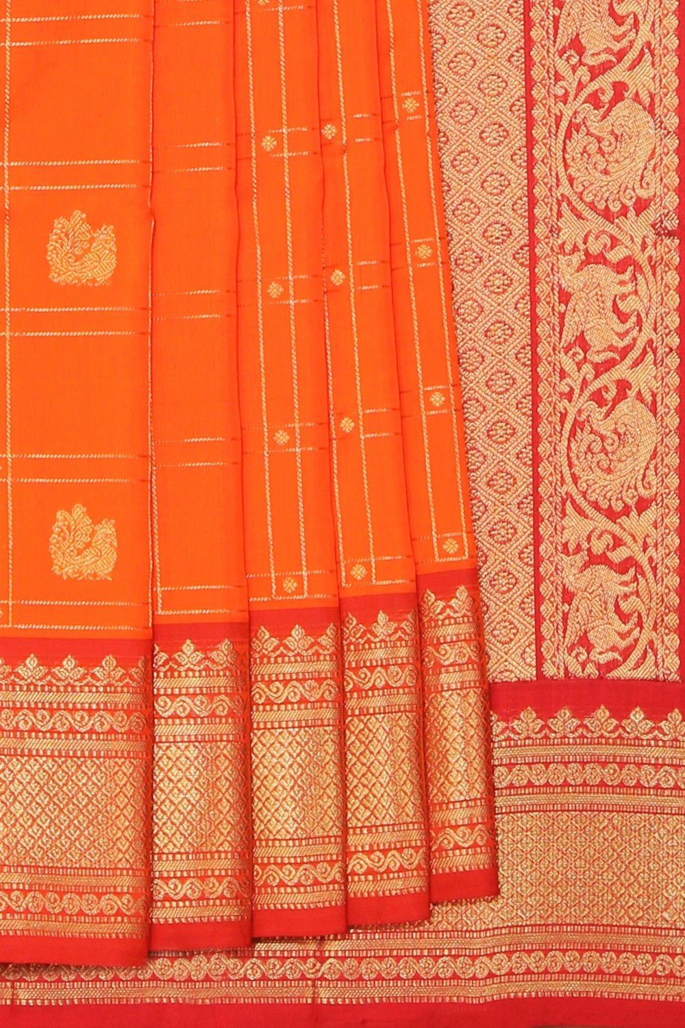 Collection of Venkatagiri Silk Orange Saree in a gallery layout