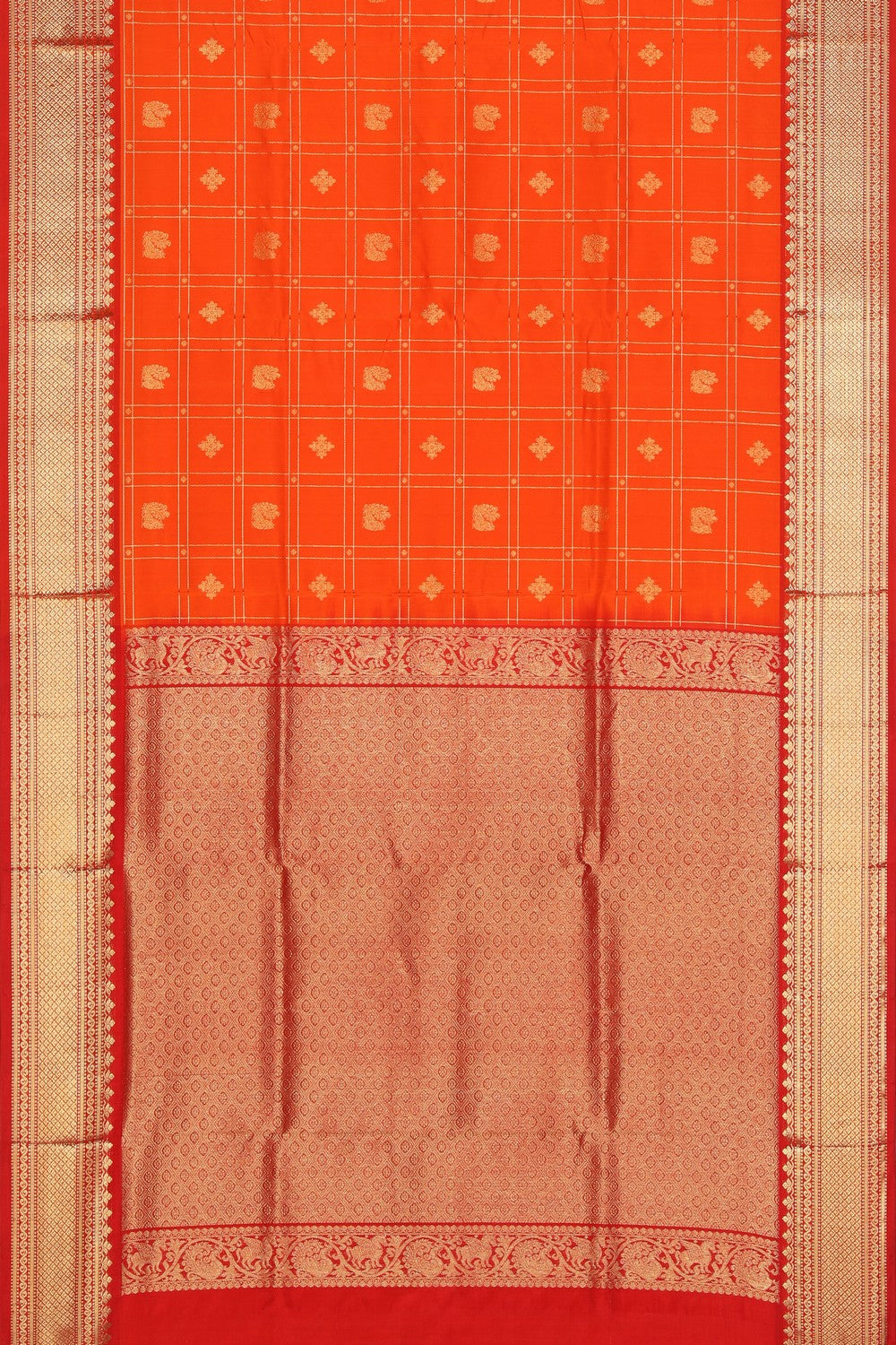 Collection of Venkatagiri Silk Orange Saree in a gallery layout