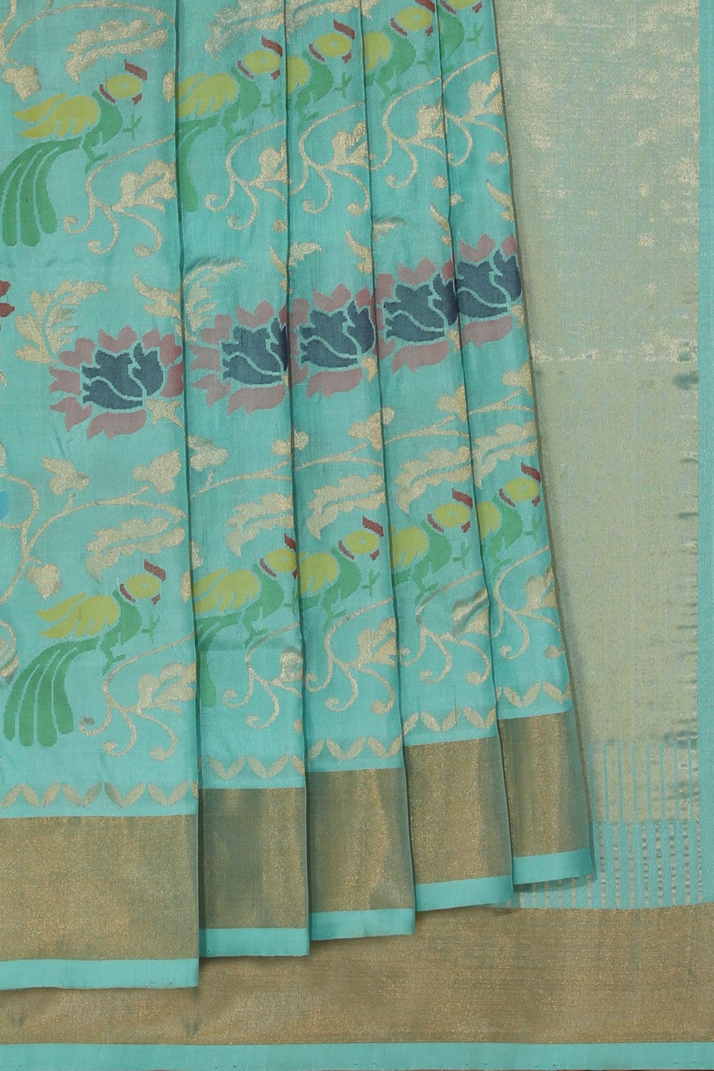 Collection of Uppada Silk Turquoise Blue Saree in a gallery layout