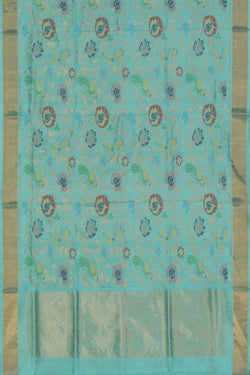 Collection of Uppada Silk Turquoise Blue Saree in a gallery layout