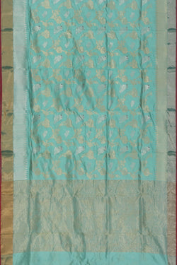 Collection of Chanderi Cotton Silk Aqua Green Saree in a gallery layout