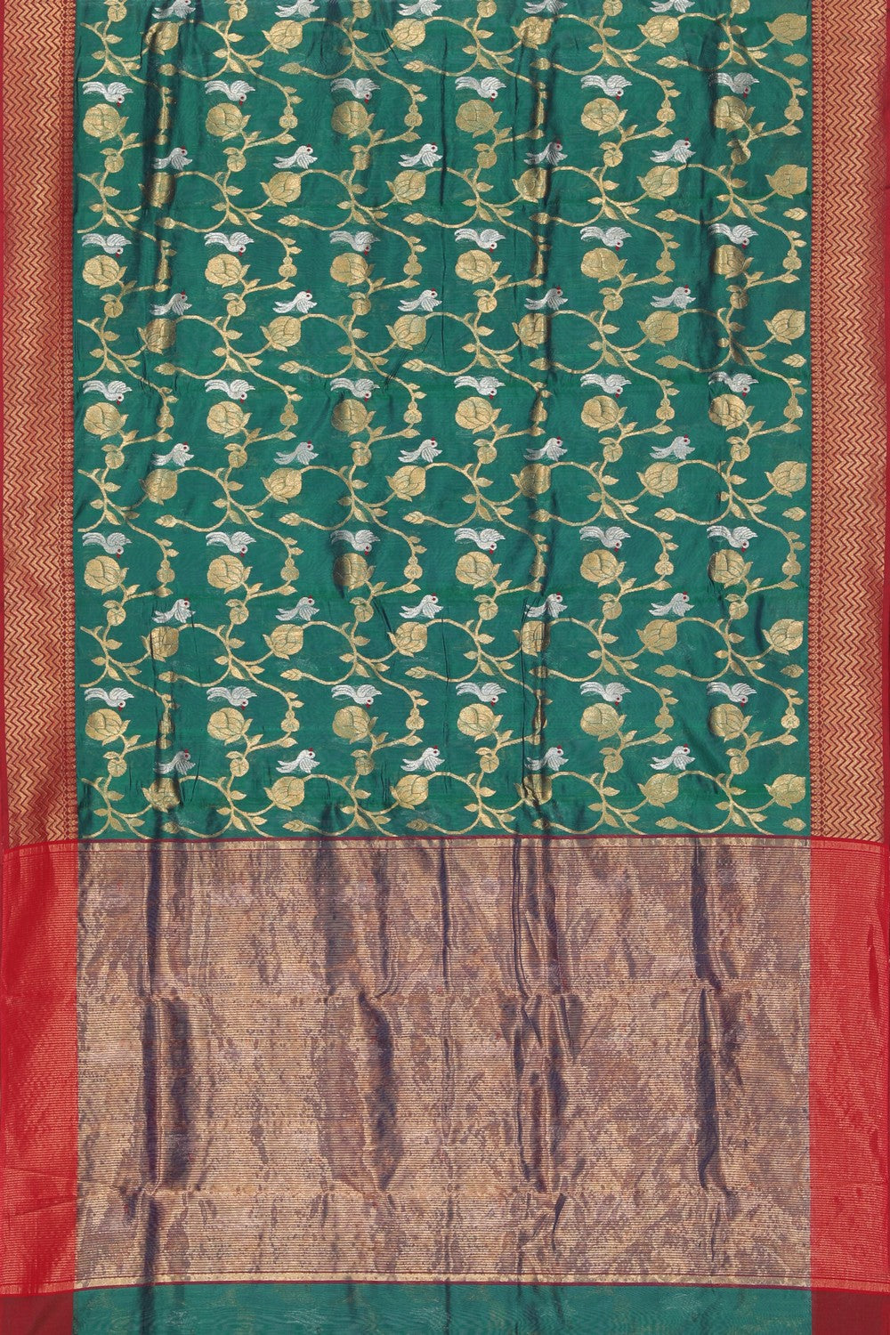 Chanderi Cotton Silk Leaf-Green Saree