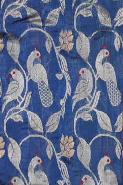 Image of Chanderi Cotton Silk Blue Saree