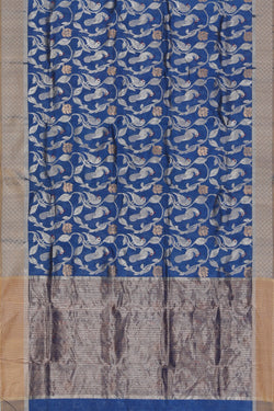 Image of Chanderi Cotton Silk Blue Saree