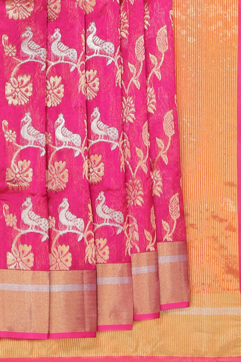 Collection of Chanderi Cotton Silk Pink Saree in a gallery layout