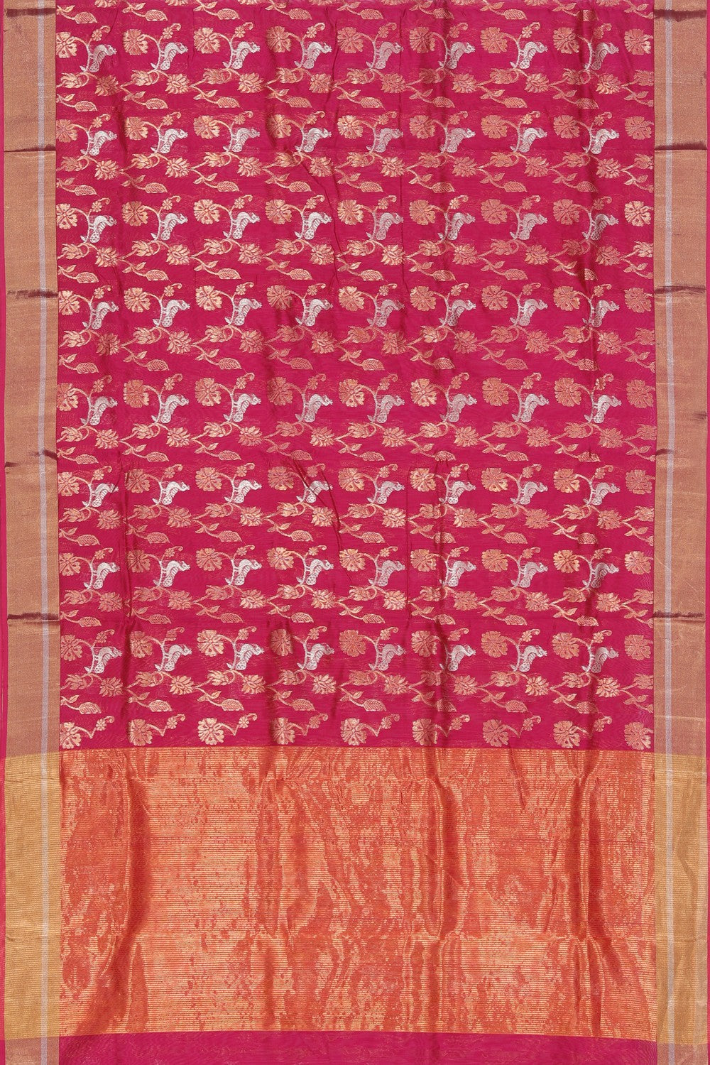 Image of Chanderi Cotton Silk Pink Saree