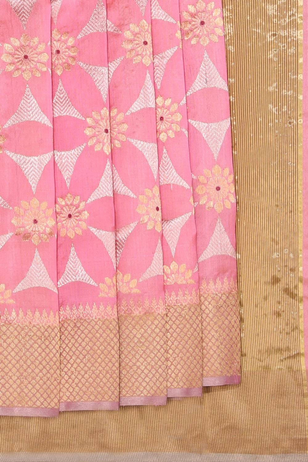 Collection of Chanderi Cotton Silk Pink Saree in a gallery layout