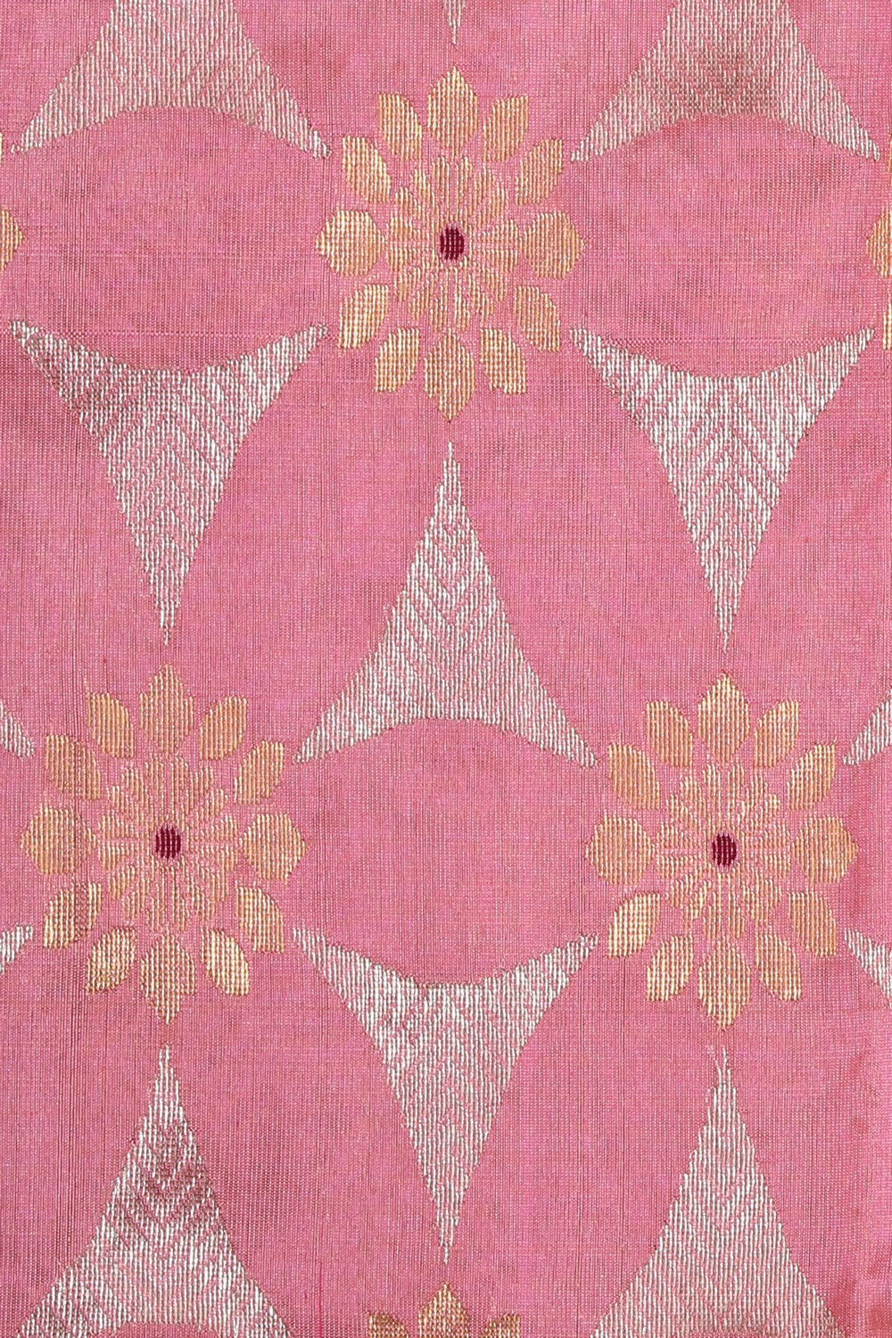 Collection of Chanderi Cotton Silk Pink Saree in a gallery layout