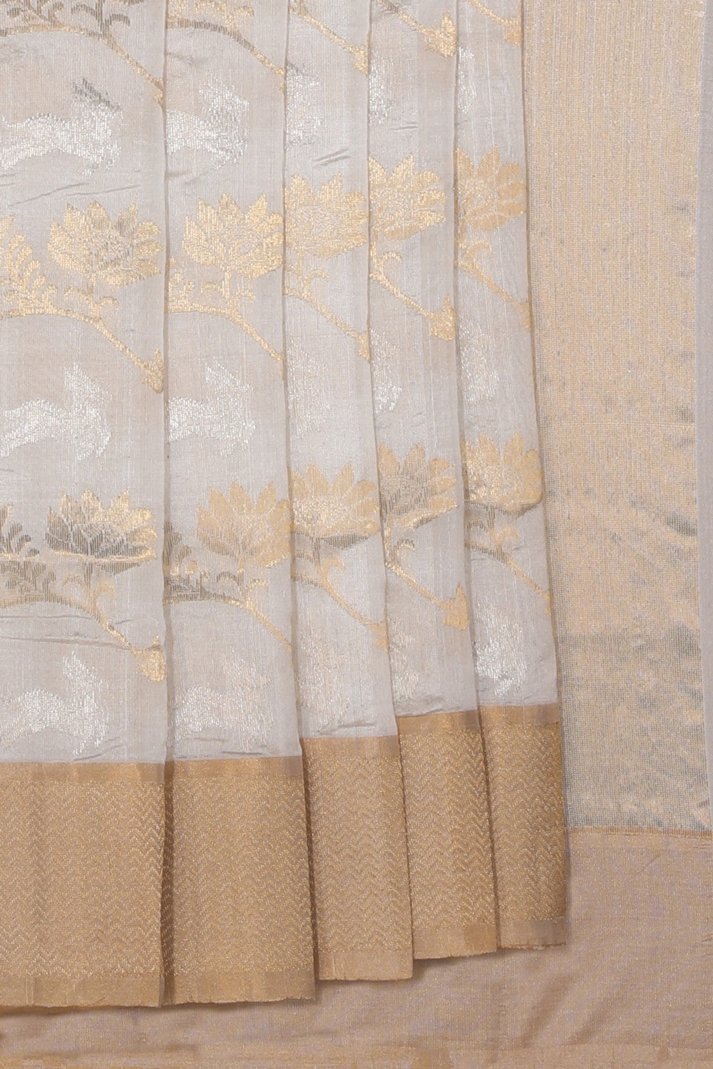 Collection of Chanderi Cotton Silk Off-White Saree in a gallery layout