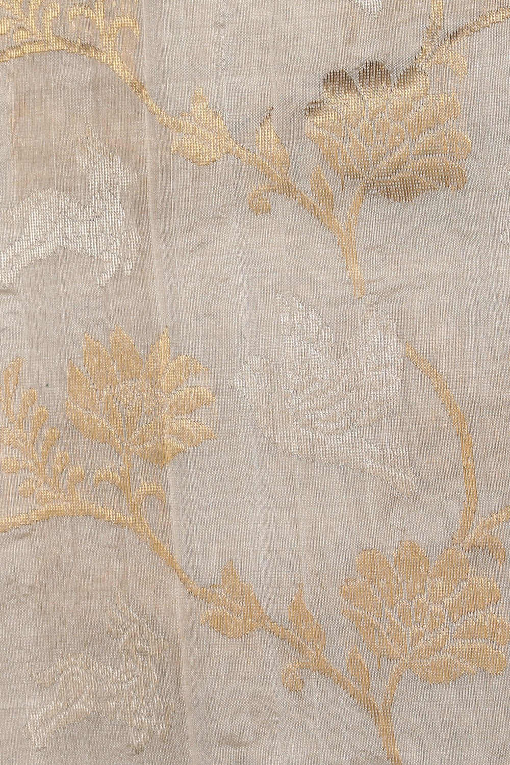 Image of Chanderi Cotton Silk Off-White Saree