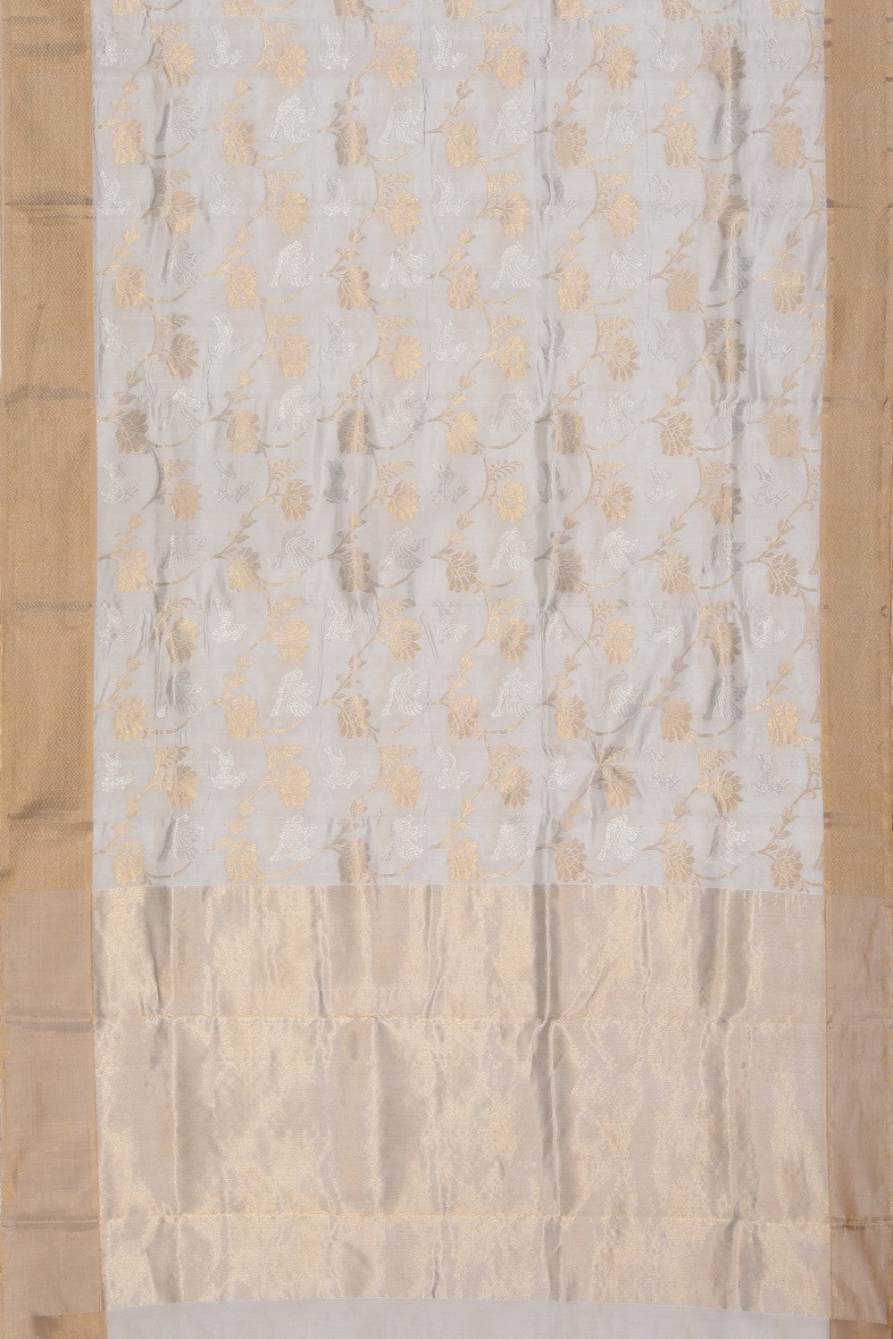 Image of Chanderi Cotton Silk Off-White Saree