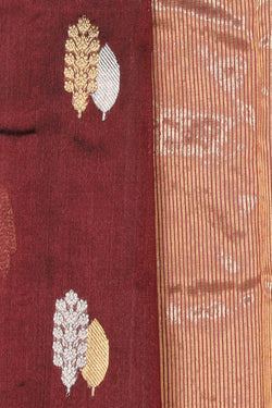 Image of Chanderi Cotton Silk Brown Saree