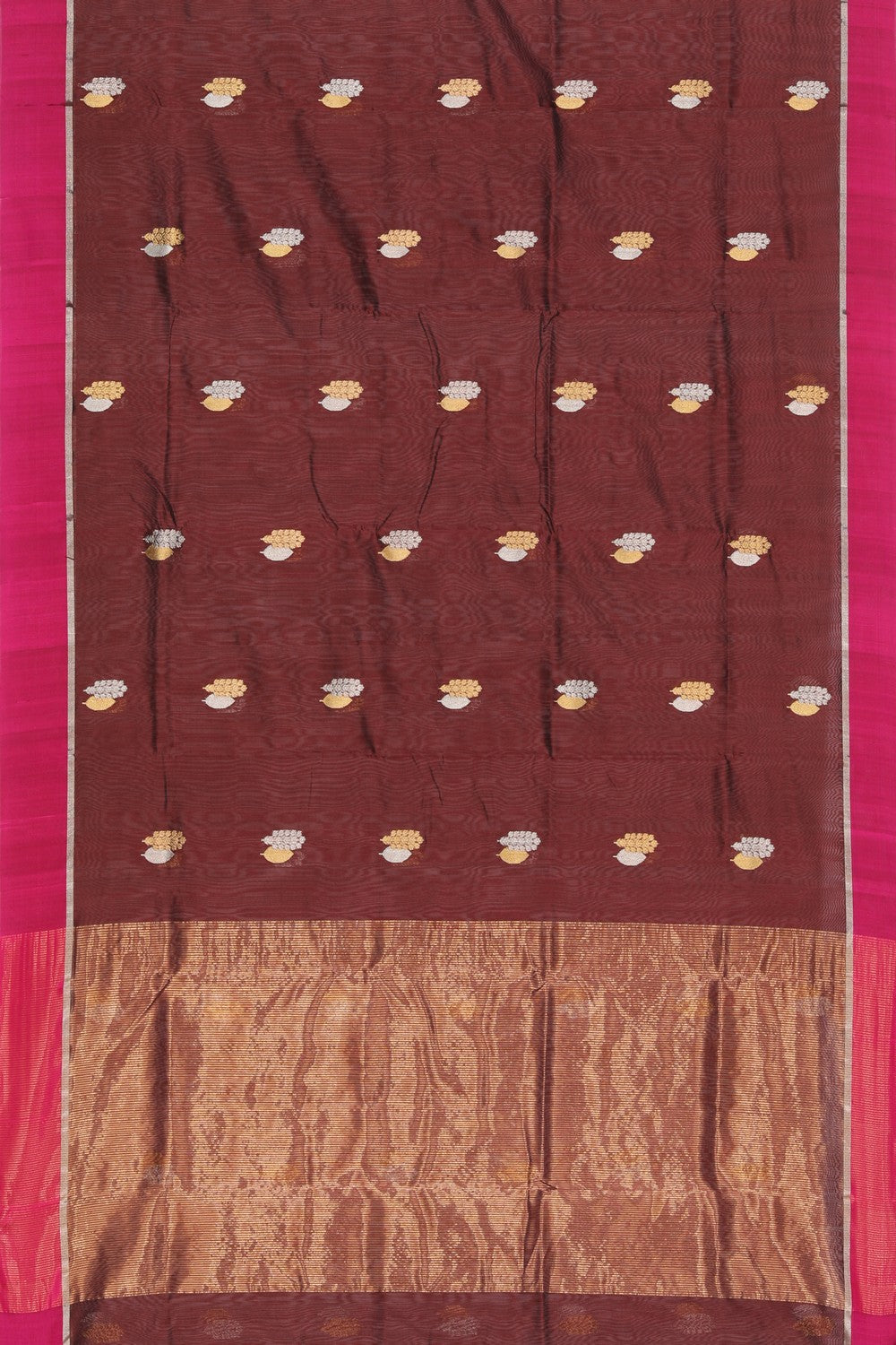 Chanderi Cotton Silk Brown Saree