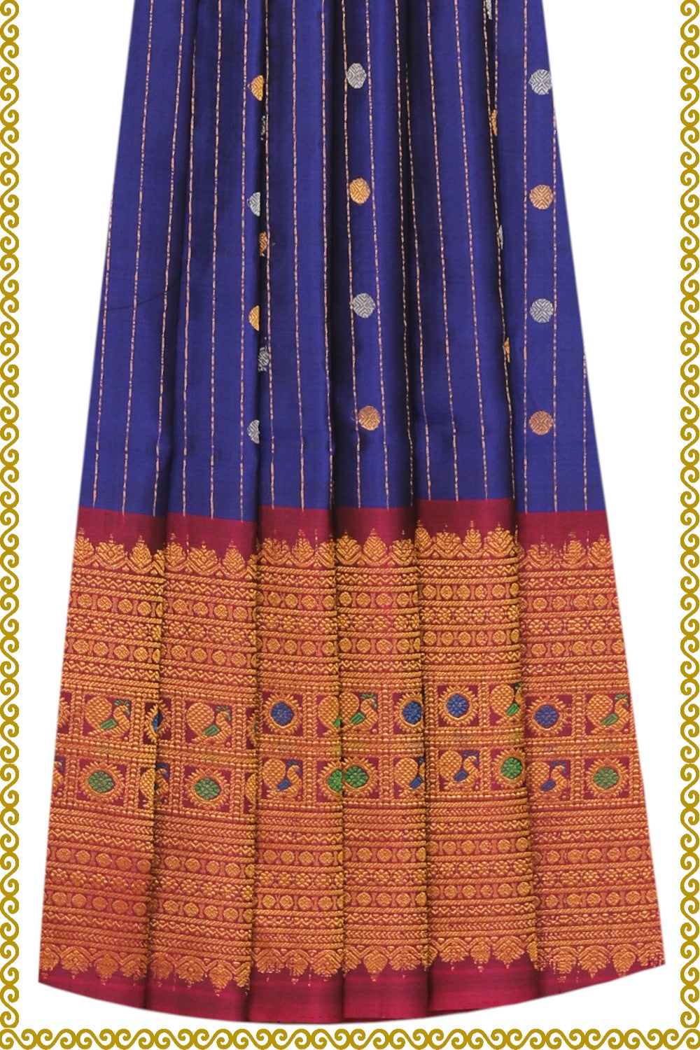 Collection of Gadwal Silk Pavada Unstitched Set in a gallery layout