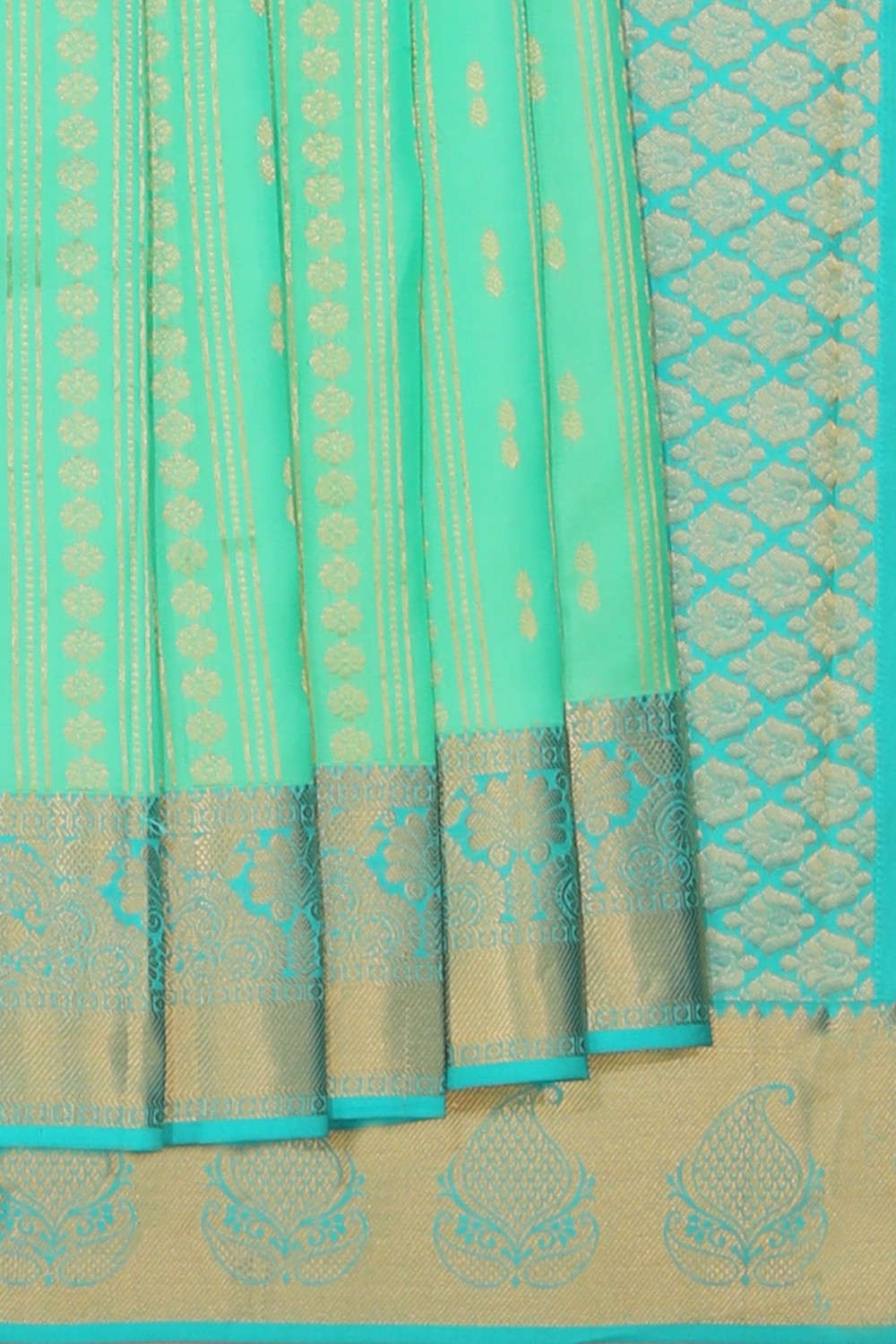 Collection of South Silk Sea Green Saree in a gallery layout