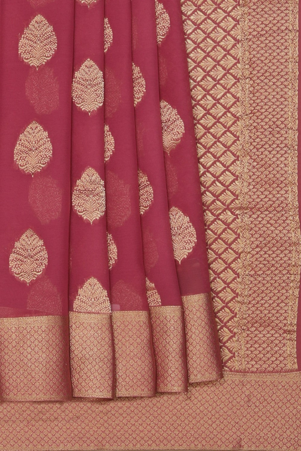 Collection of Georgette Onion-Pink Saree in a gallery layout