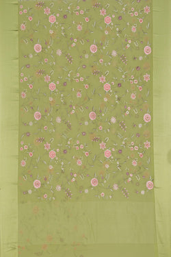 Collection of Chiffon Sage Green Saree in a gallery layout