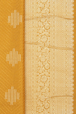 Collection of Crepe Fenugreek Mustard Saree in a gallery layout