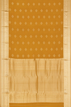 Collection of Crepe Fenugreek Mustard Saree in a gallery layout