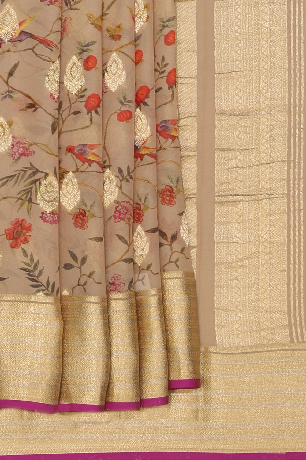 Collection of Georgette Beige Saree in a gallery layout