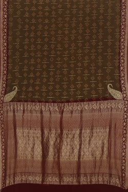 Collection of Bandhani Moss Green Saree in a gallery layout