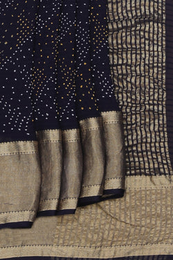 Collection of Bandhani Navy Blue Saree in a gallery layout