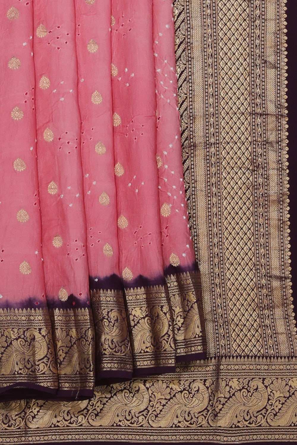 Collection of Bandhani Pink Saree in a gallery layout