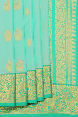 Collection of Venkatagiri Silk Sea Green Saree in a gallery layout