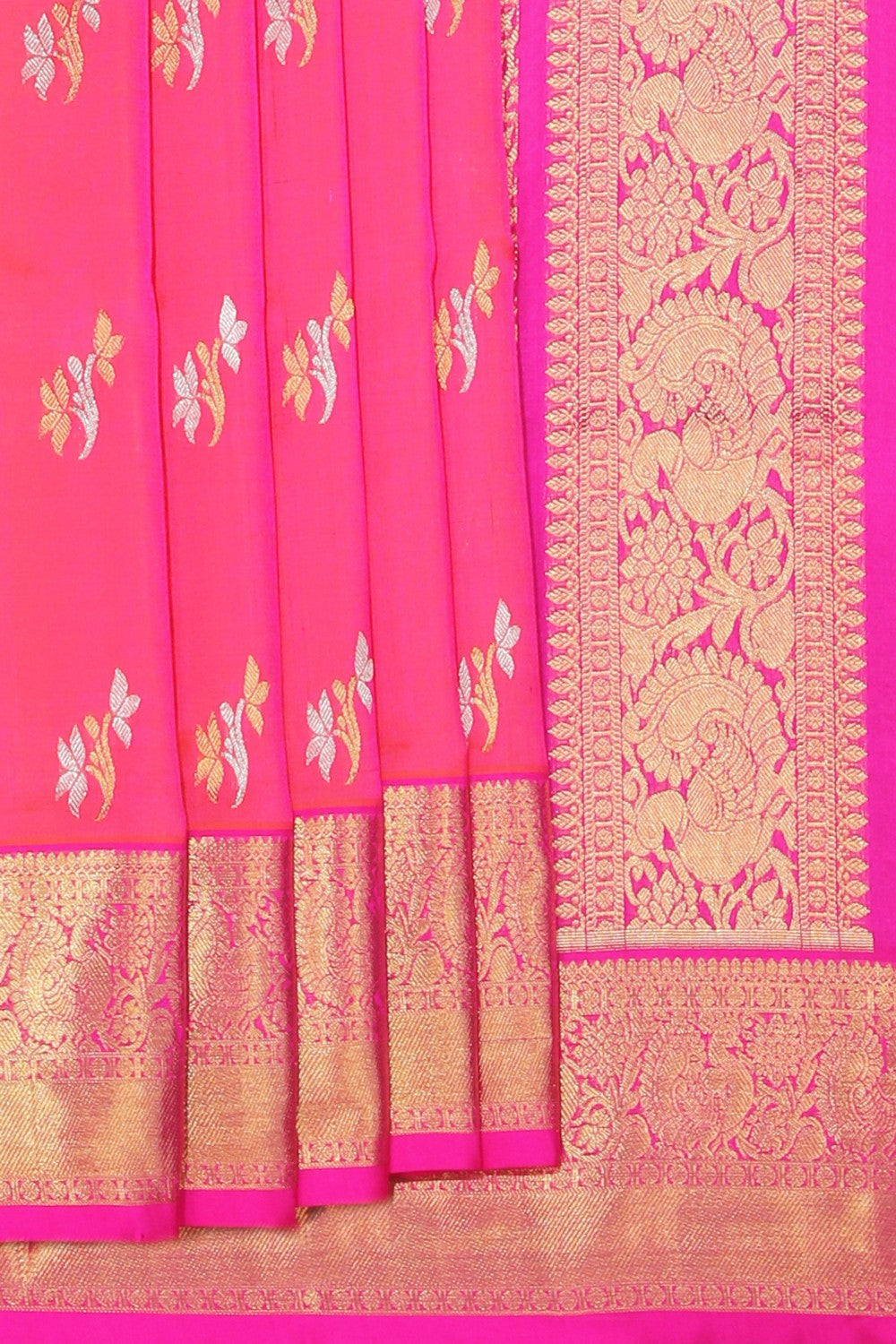 Collection of Venkatagiri Silk Fuchsia-Pink Saree in a gallery layout